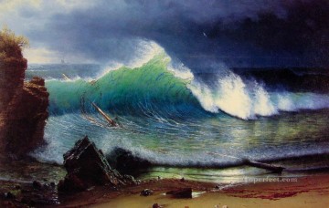 ターコイズ海の岸辺ルミニズム海景アルバート ビアシュタット ビーチ Oil Paintings